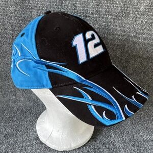 Ryan Newman Hat Cap Barb Wire Nascar #12 Black Blue VTG Team Caliber